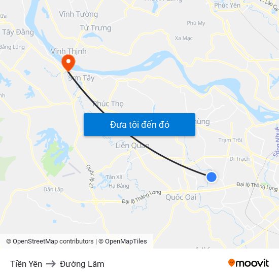 Tiền Yên to Đường Lâm map