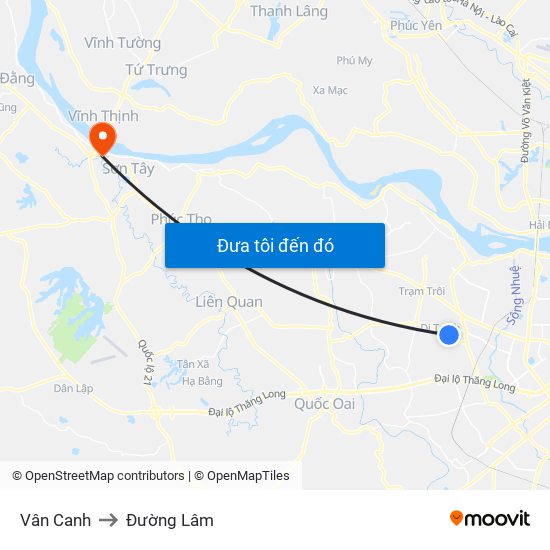 Vân Canh to Đường Lâm map