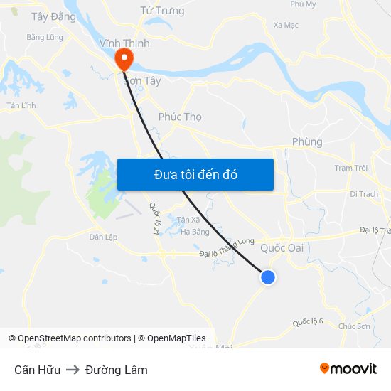 Cấn Hữu to Đường Lâm map