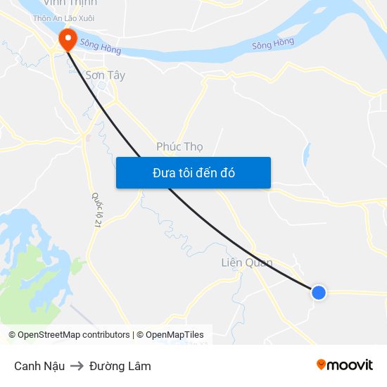 Canh Nậu to Đường Lâm map