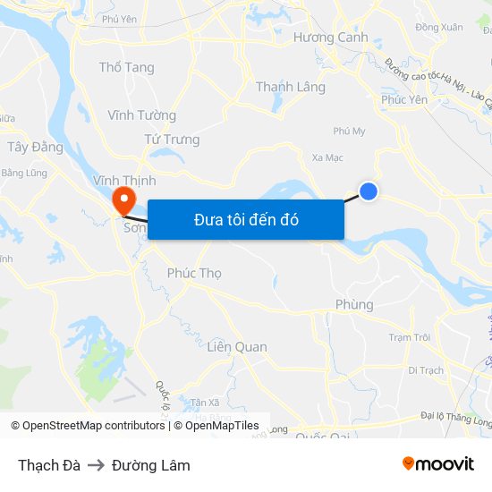 Thạch Đà to Đường Lâm map