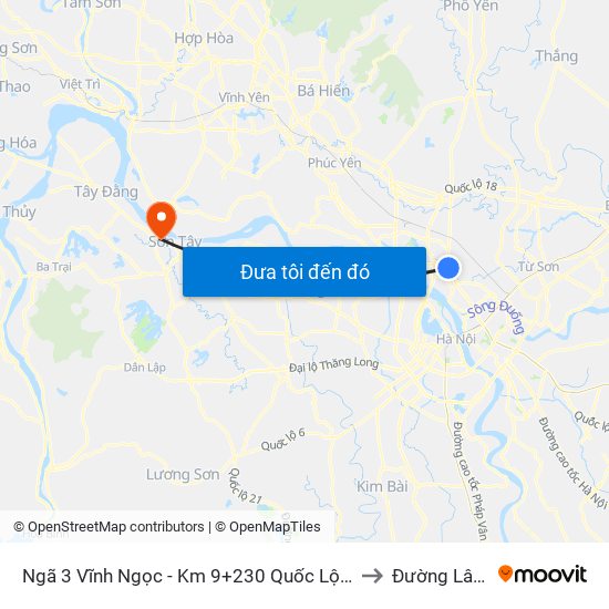 Ngã 3 Vĩnh Ngọc - Km 9+230 Quốc Lộ 3 to Đường Lâm map