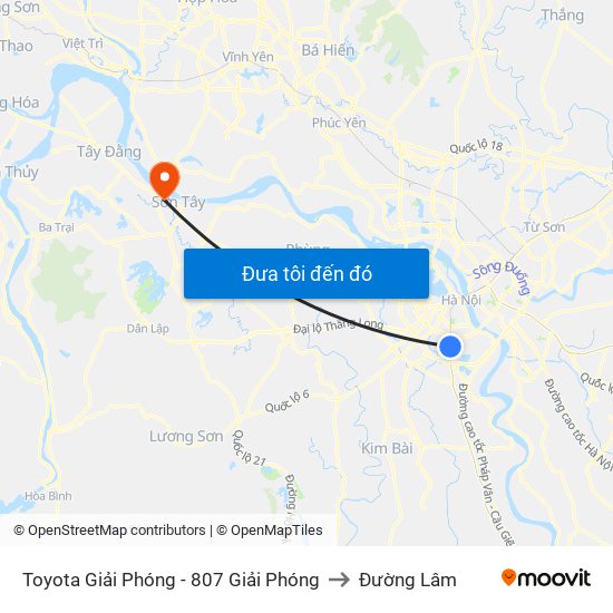 Toyota Giải Phóng - 807 Giải Phóng to Đường Lâm map