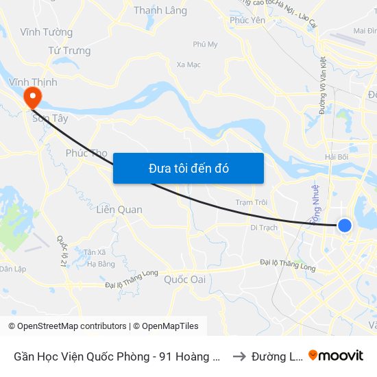 Gần Học Viện Quốc Phòng - 91 Hoàng Quốc Việt to Đường Lâm map