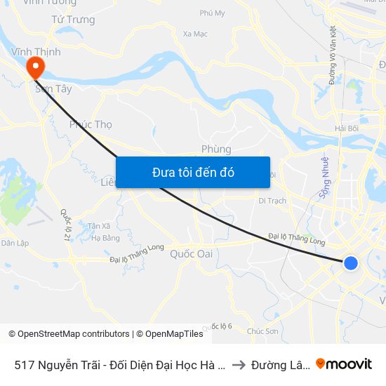 517 Nguyễn Trãi - Đối Diện Đại Học Hà Nội to Đường Lâm map