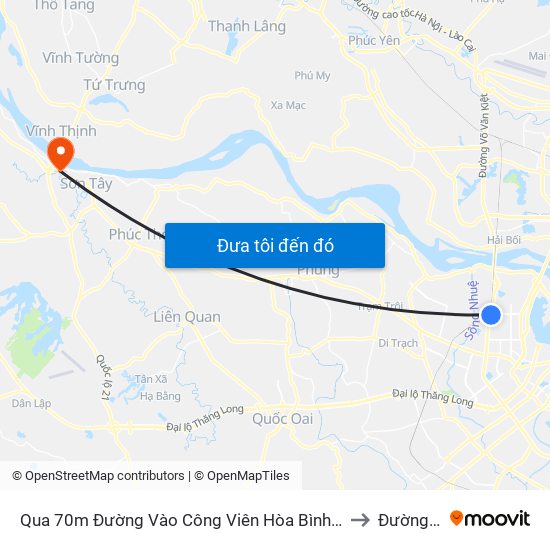 Qua 70m Đường Vào Công Viên Hòa Bình - Phạm Văn Đồng to Đường Lâm map