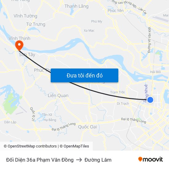 Đối Diện 36a Phạm Văn Đồng to Đường Lâm map