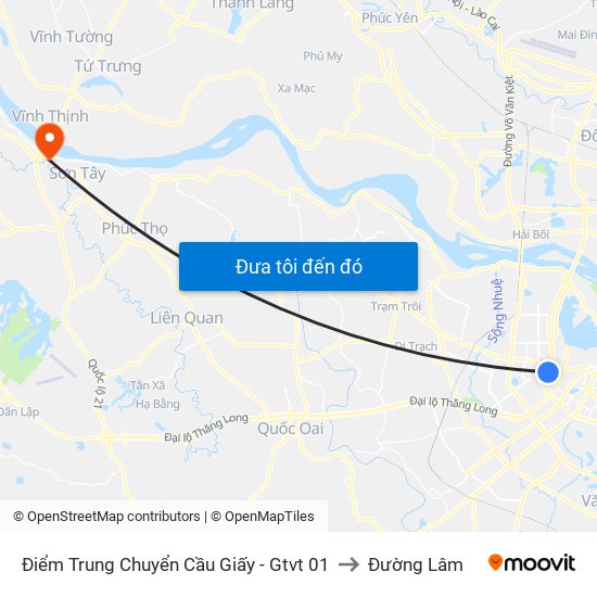 Điểm Trung Chuyển Cầu Giấy - Gtvt 01 to Đường Lâm map