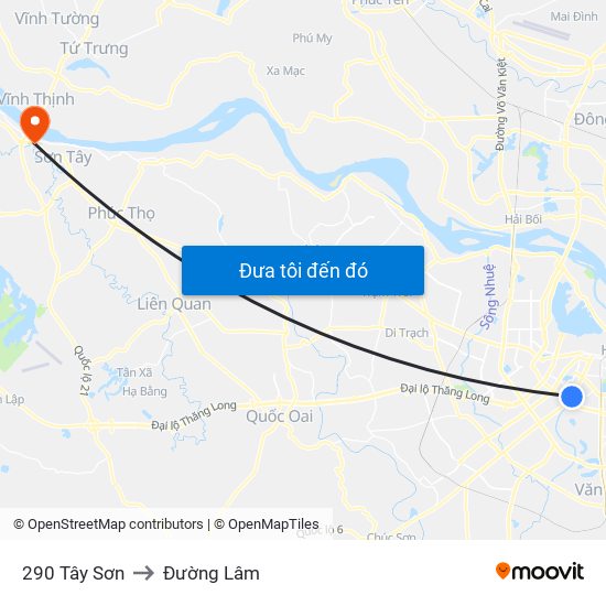 290 Tây Sơn to Đường Lâm map