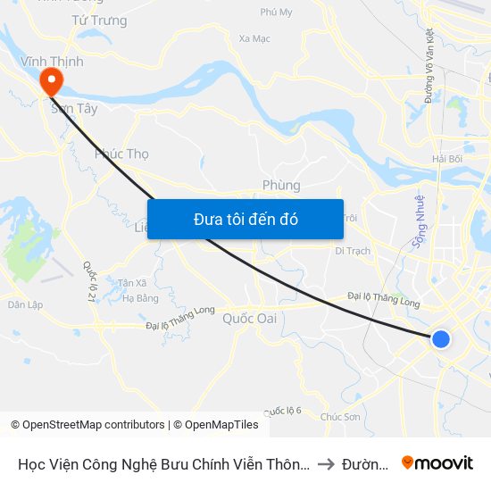 Học Viện Công Nghệ Bưu Chính Viễn Thông - Trần Phú (Hà Đông) to Đường Lâm map