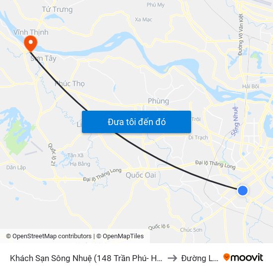 Khách Sạn Sông Nhuệ (148 Trần Phú- Hà Đông) to Đường Lâm map