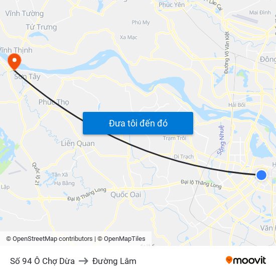 Số 94 Ô Chợ Dừa to Đường Lâm map