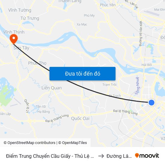 Điểm Trung Chuyển Cầu Giấy - Thủ Lệ 02 to Đường Lâm map