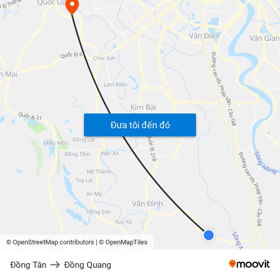 Đồng Tân to Đồng Quang map