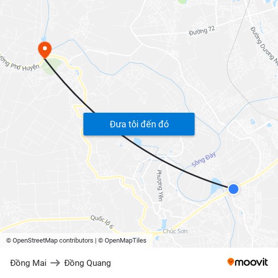 Đồng Mai to Đồng Quang map