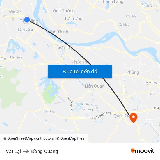Vật Lại to Đồng Quang map