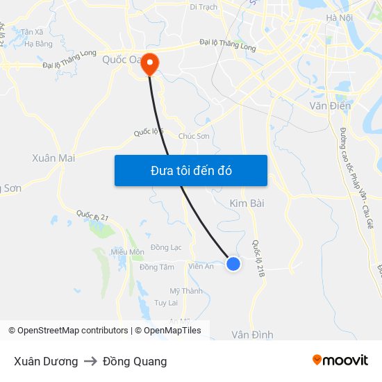 Xuân Dương to Đồng Quang map