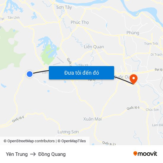 Yên Trung to Đồng Quang map