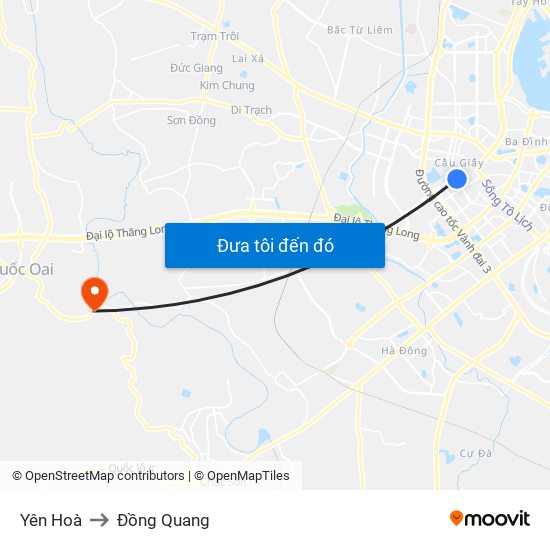 Yên Hoà to Đồng Quang map