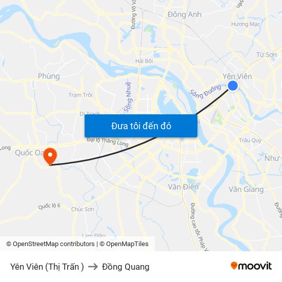 Yên Viên (Thị Trấn ) to Đồng Quang map