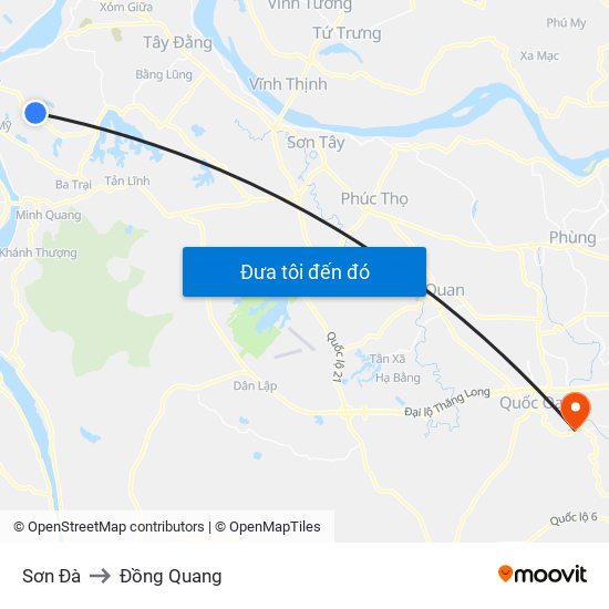 Sơn Đà to Đồng Quang map