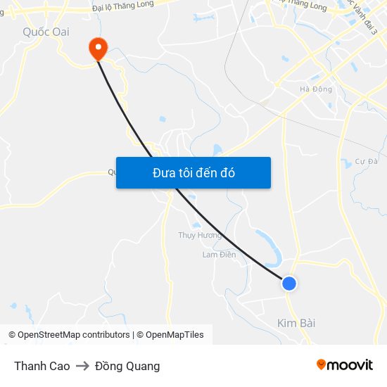 Thanh Cao to Đồng Quang map