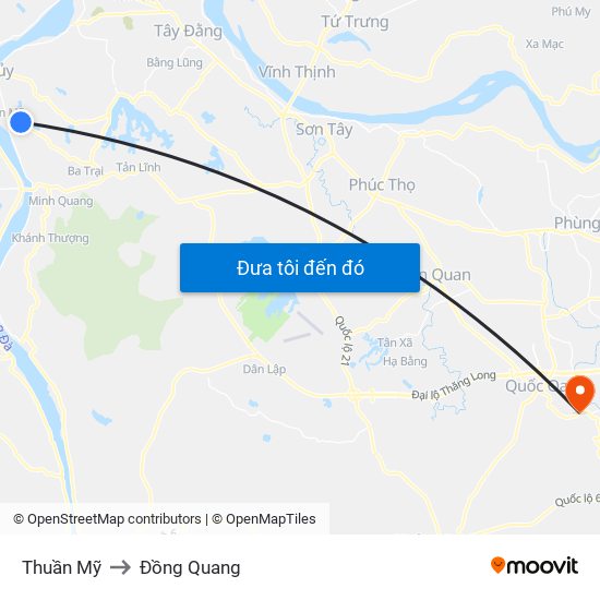 Thuần Mỹ to Đồng Quang map