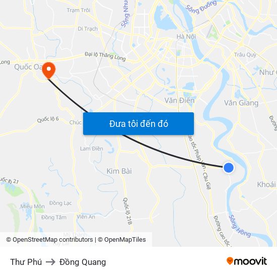 Thư Phú to Đồng Quang map