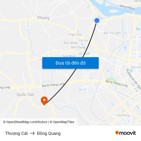 Thượng Cát to Đồng Quang map