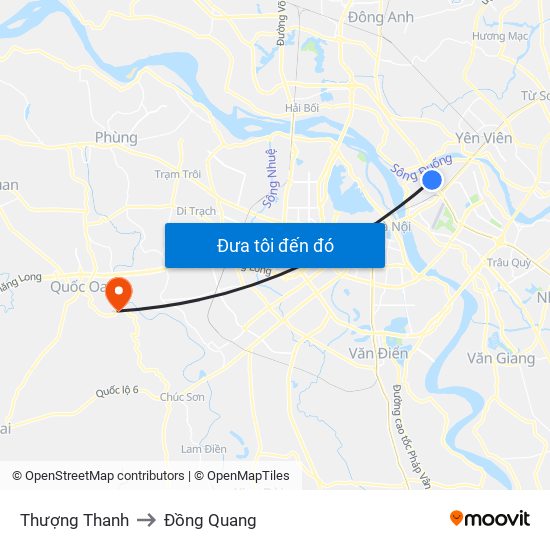 Thượng Thanh to Đồng Quang map