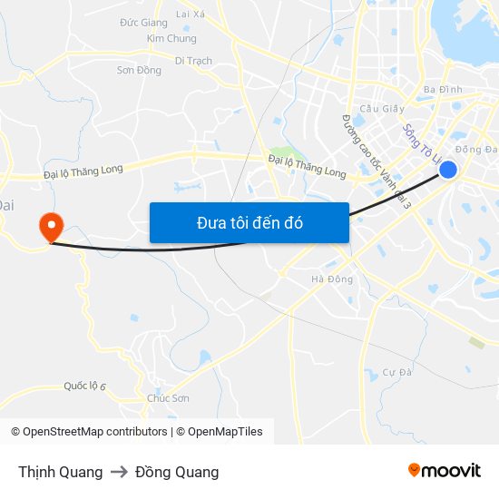 Thịnh Quang to Đồng Quang map