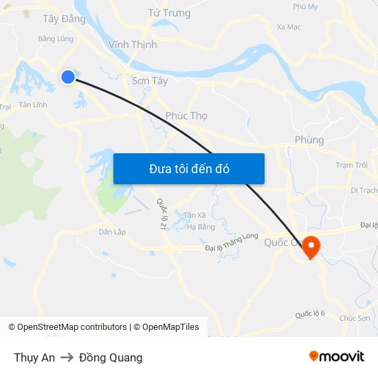 Thụy An to Đồng Quang map