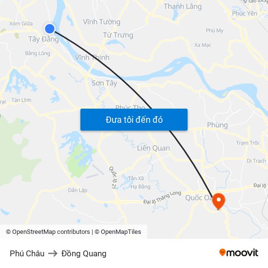 Phú Châu to Đồng Quang map