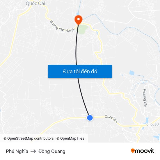 Phú Nghĩa to Đồng Quang map