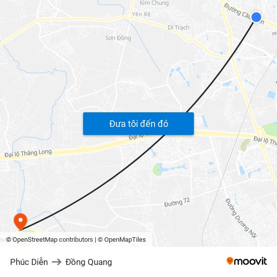 Phúc Diễn to Đồng Quang map