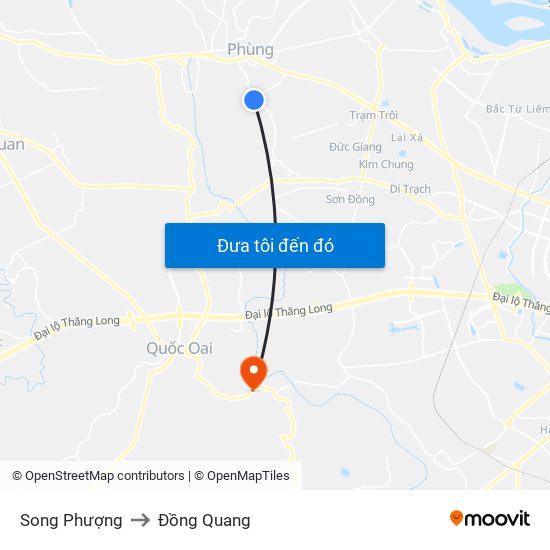 Song Phượng to Đồng Quang map