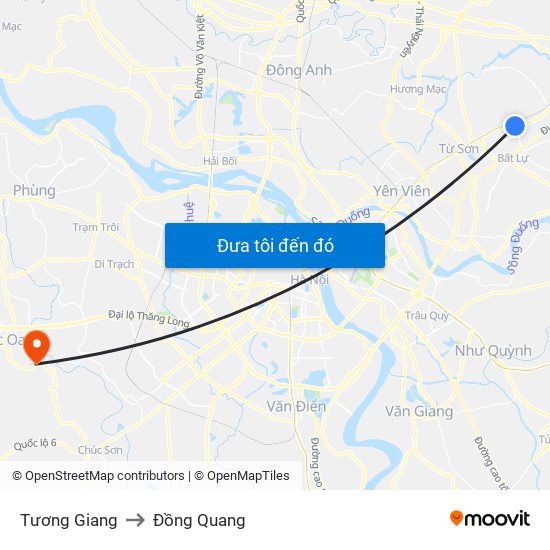 Tương Giang to Đồng Quang map