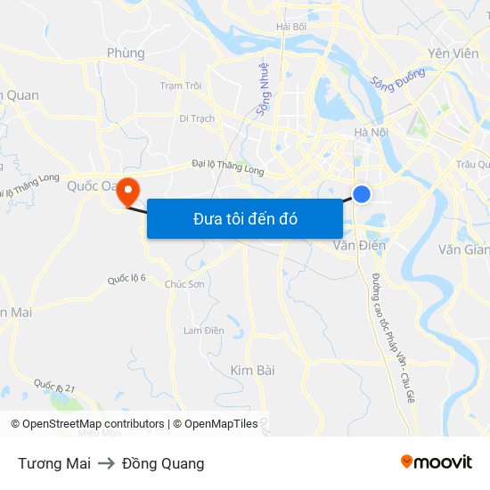 Tương Mai to Đồng Quang map