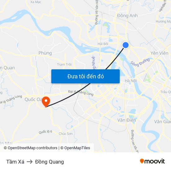 Tầm Xá to Đồng Quang map