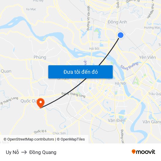 Uy Nỗ to Đồng Quang map