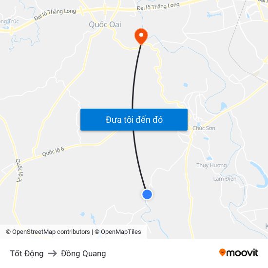 Tốt Động to Đồng Quang map