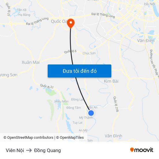 Viên Nội to Đồng Quang map