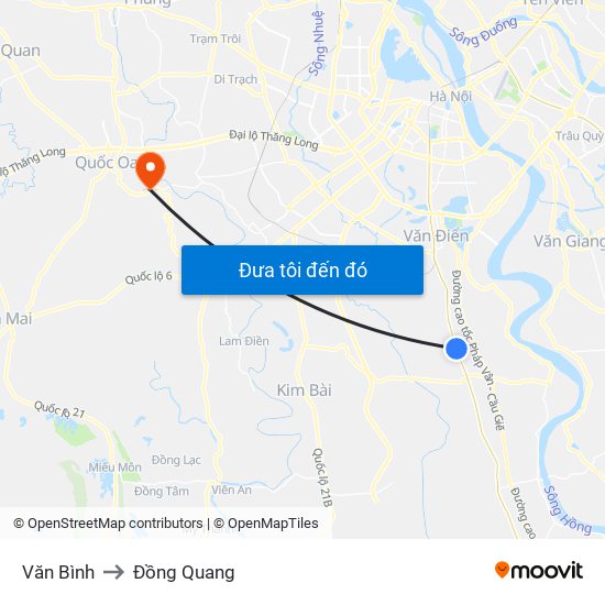 Văn Bình to Đồng Quang map