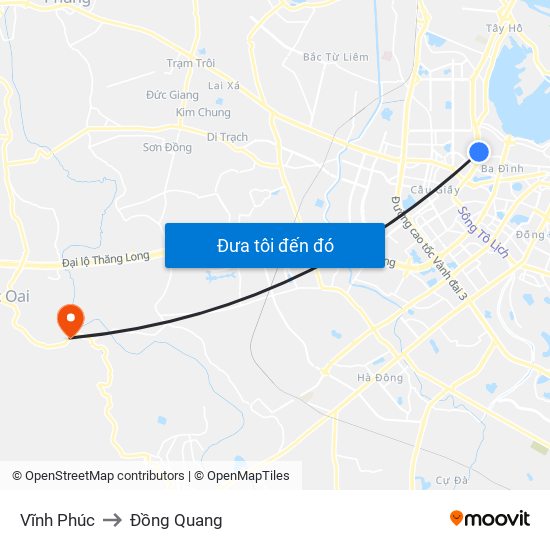 Vĩnh Phúc to Đồng Quang map
