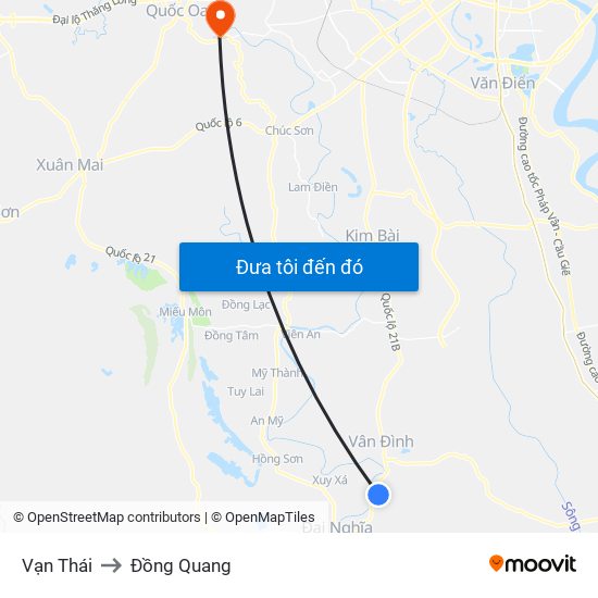 Vạn Thái to Đồng Quang map