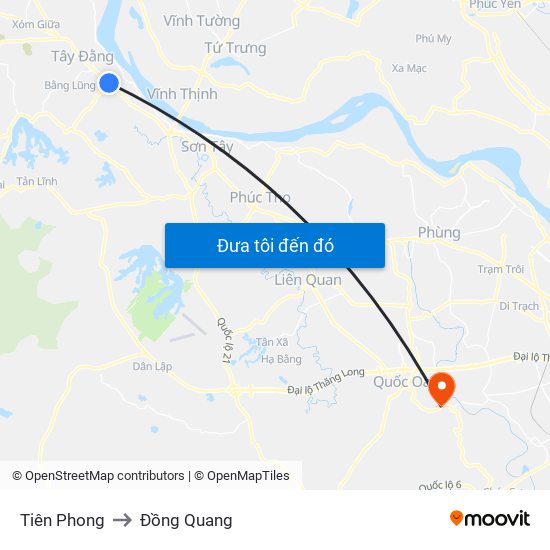 Tiên Phong to Đồng Quang map