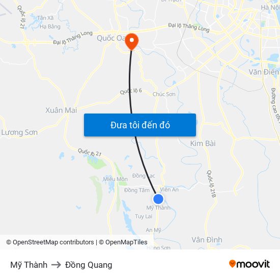 Mỹ Thành to Đồng Quang map