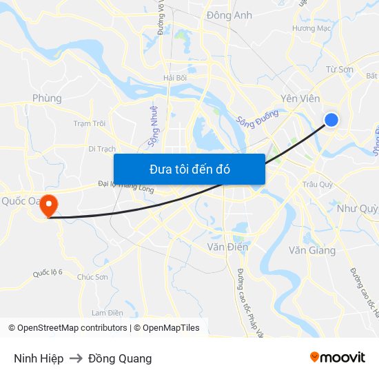 Ninh Hiệp to Đồng Quang map