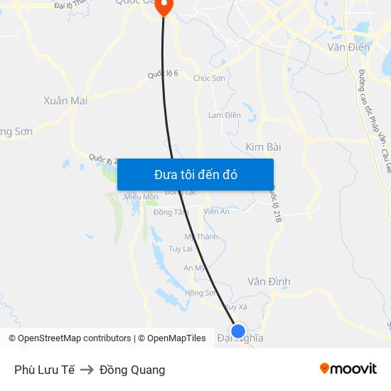 Phù Lưu Tế to Đồng Quang map