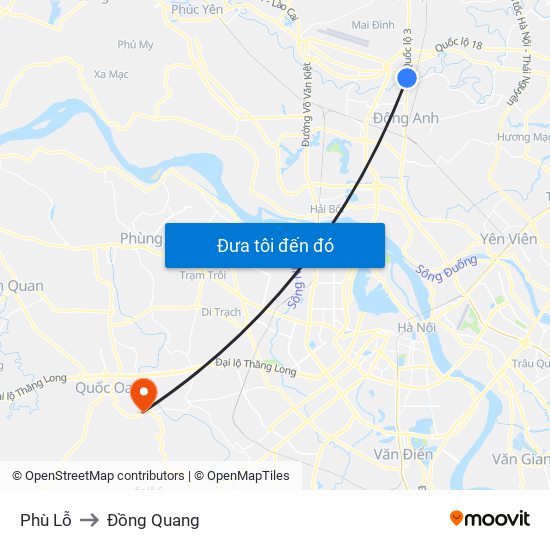 Phù Lỗ to Đồng Quang map